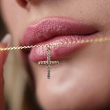 cross necklace, gold cross necklace, tiny cross necklace, CZ cross necklace