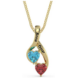 925 Sterling Silver Two Birthstone Necklace