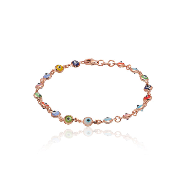 Sterling Silver Evil Eye Chain Bracelet