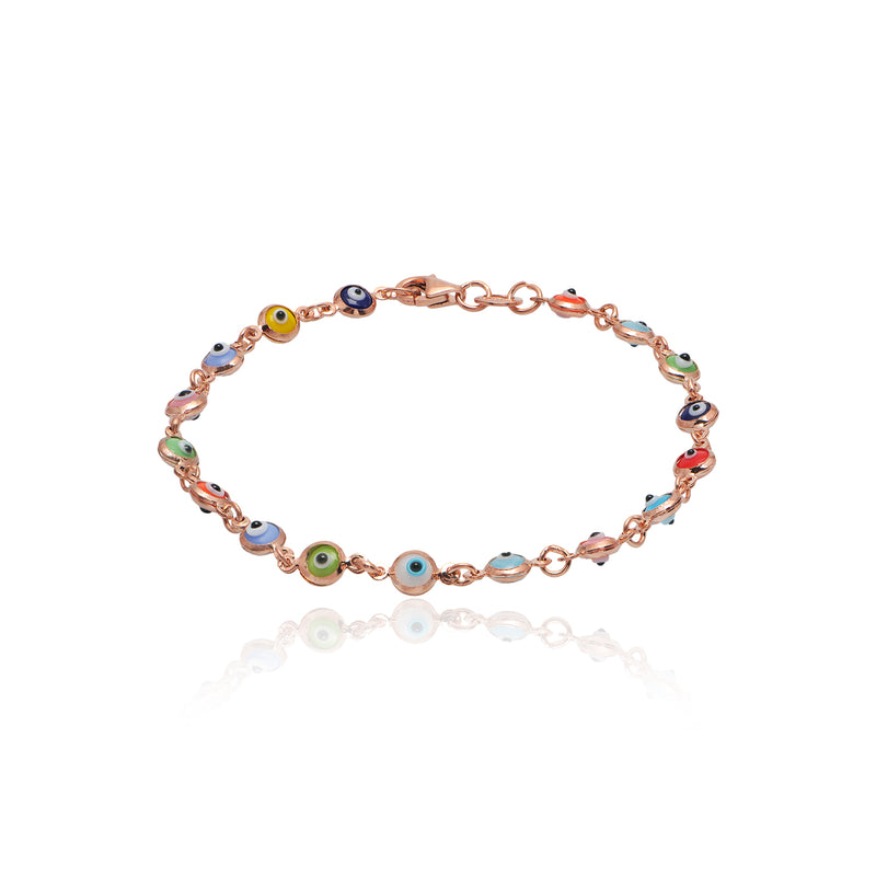 Sterling Silver Evil Eye Chain Bracelet