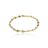 Sterling Silver Evil Eye Chain Bracelet