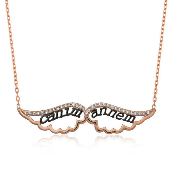 925 Sterling Angel Wing Mom Necklace