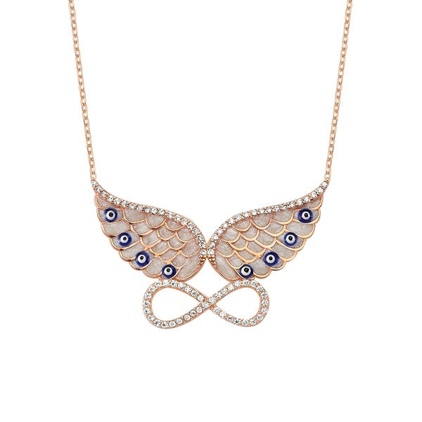 925 Sterling Angel Winged Infinity Necklace