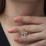 925 Sterling Baguette Stone Angel Necklace