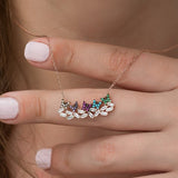 925 Sterling Silver Baguette Stone Colorful Butterfly Necklace