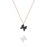 925 Sterling Silver Black Tiny Butterfly Necklace