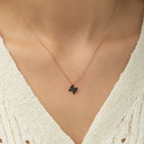 925 Sterling Silver Black Tiny Butterfly Necklace