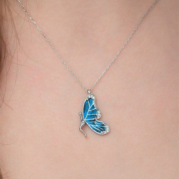 Light Blue Butterfly Necklace