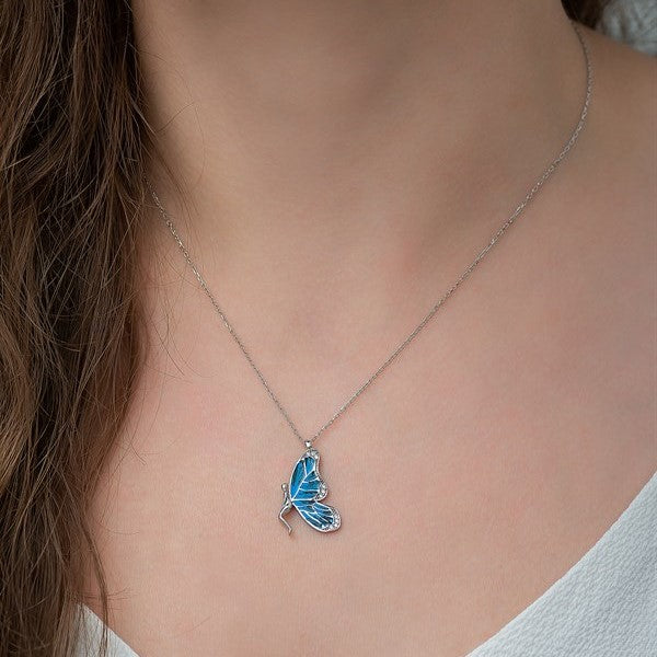 Light Blue Butterfly Necklace