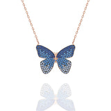 925 Sterling Silver Blue Stone Butterfly Necklace