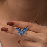 925 Sterling Silver Blue Stone Butterfly Necklace