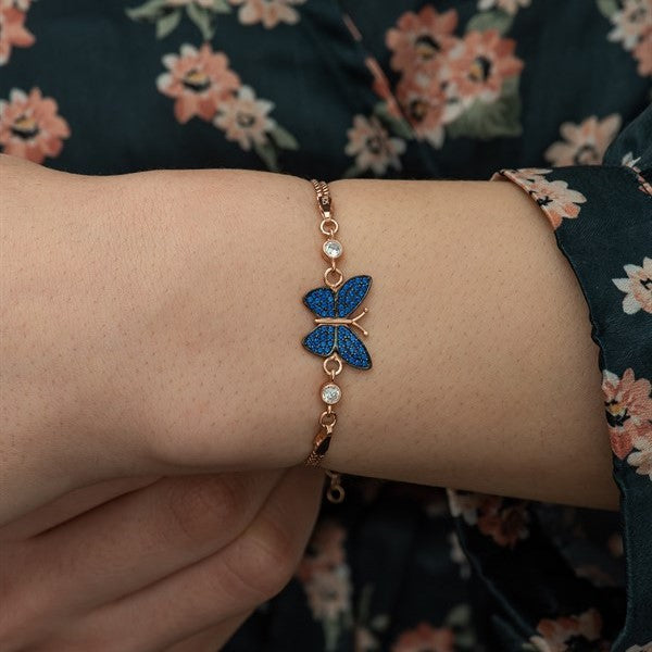 925 Sterling Blue Stone Butterfly