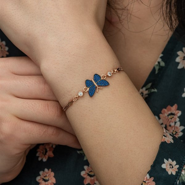 925 Sterling Blue Stone Butterfly