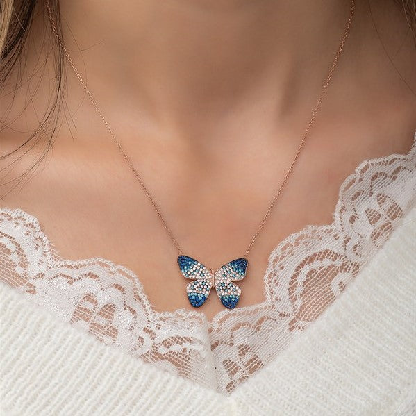 925 Sterling Silver Color Transition Butterfly Necklace