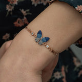 925 Sterling Colored Butterfly Women's Sterling Silver Bracelet