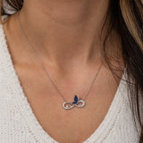 925 Sterling Silver Infinity Blue Butterfly Necklace