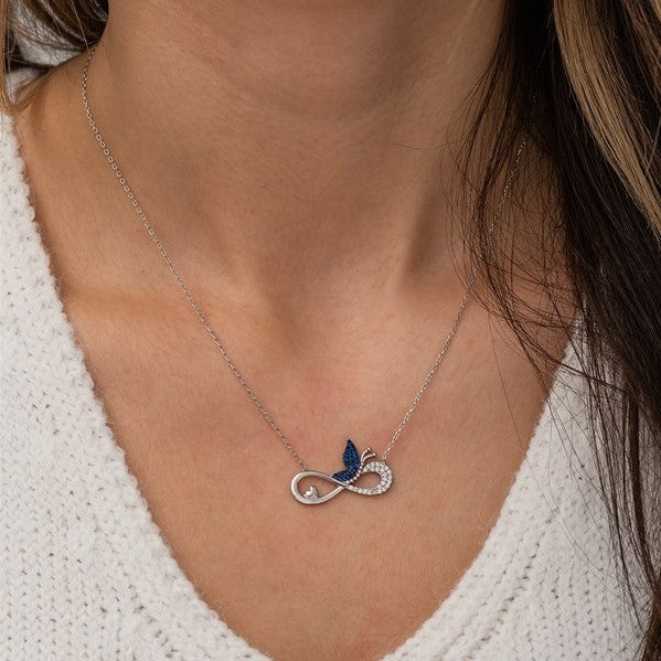 925 Sterling Silver Infinity Blue Butterfly Necklace