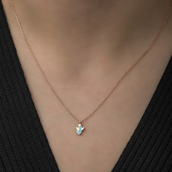 925 Sterling Minimal Angel Necklace Women Sterling Silver Necklace