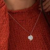 925 Sterling Moon and Sun Compatible Necklace Women's Sterling Silver Necklace