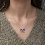 925 Sterling Silver Pink Butterfly Necklace