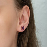 925 Sterling Pink Tiny Butterfly Earrings Women's Sterling Silver Earrings