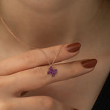 925 Sterling Silver Pink Tiny Butterfly Necklace