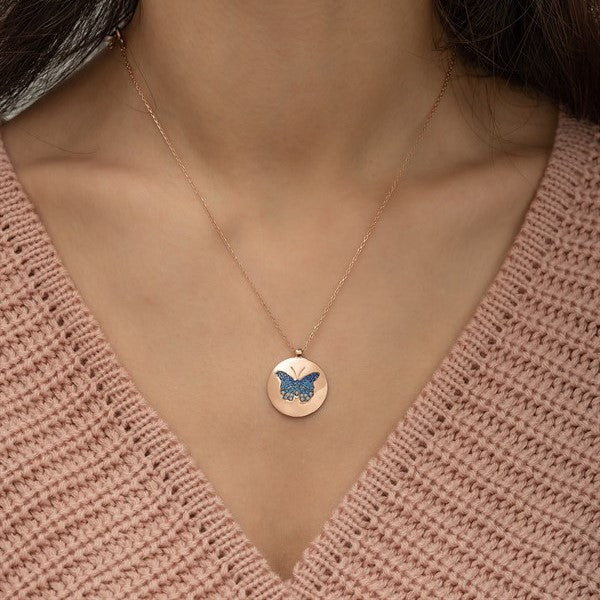 925 Sterling Silver Plate Butterfly Necklace