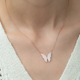 925 Sterling Silver Rose Butterfly Necklace