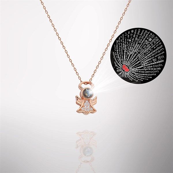 925 Sterling Silver 100 Languages I Love You Angel Necklace