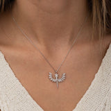 925 Sterling Silver Baguette Stone Angel Necklace Women Sterling Silver Necklace