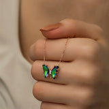 925 Sterling Silver Butterfly Necklace with Mystic Topaz Stone