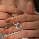 925 Sterling Silver Moon Star Women's Sterling Silver Necklace