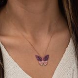 925 Sterling Silver Pink Butterfly Necklace