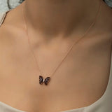 925 Sterling Silver Purple  Butterfly Necklace
