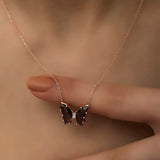 925 Sterling Silver Purple  Butterfly Necklace