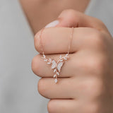 925 Sterling Silver Rose Butterfly Necklace
