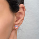 925 Sterling Silver Rose Enamel Double Color Butterfly Earrings