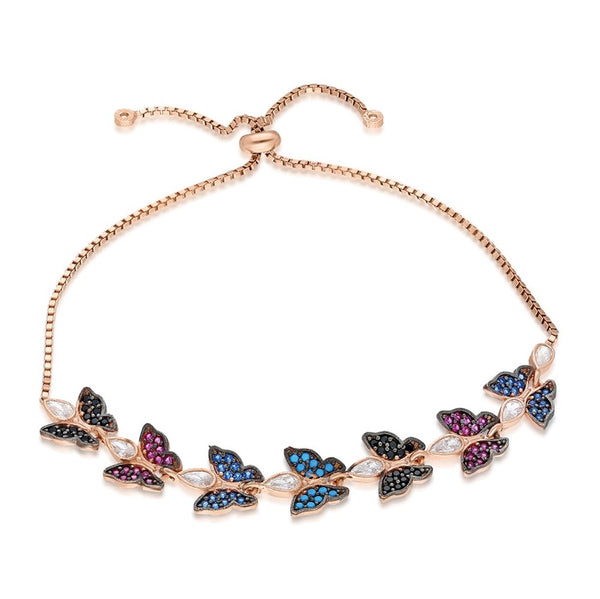 925 Sterling Silver Sequenced Butterfly Bracelet for Women
