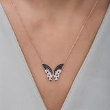 925 Sterling Silver Spotted  Butterfly Necklace