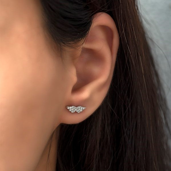 925 Sterling Silver Tiny Angel Wing Earrings