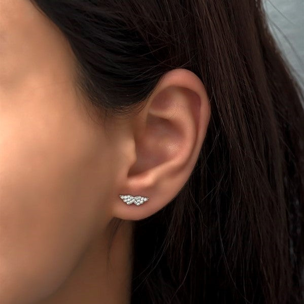925 Sterling Silver Tiny Angel Wing Earrings