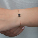 925 Sterling Silver Tiny Black Butterfly Women's Sterling Silver Bracelet
