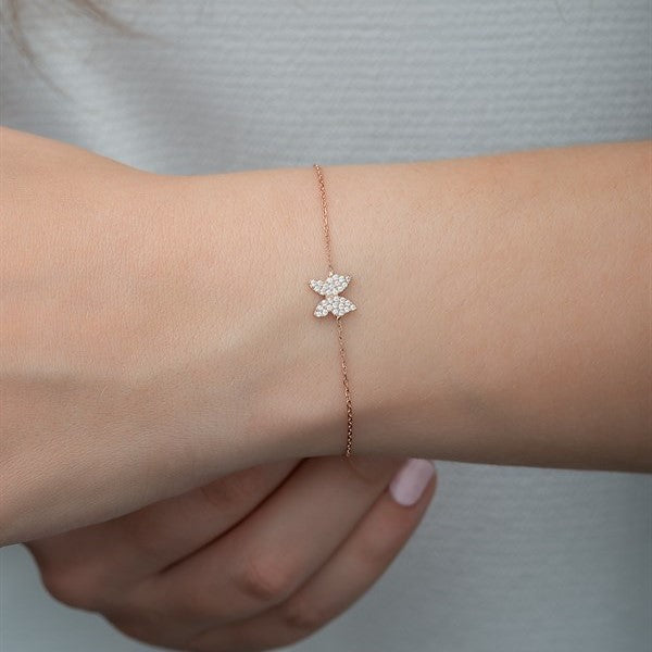 925 Sterling Silver Tiny Butterfly Women's Sterling Silver Bracelet