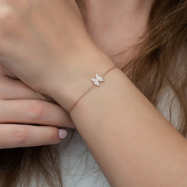 925 Sterling Silver Tiny Butterfly Women's Sterling Silver Bracelet