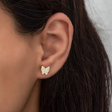 925 Sterling Silver Tiny Gold Butterfly Earrings