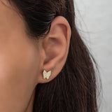 925 Sterling Silver Tiny Gold Butterfly Earrings