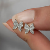 925 Sterling Silver Tiny Rhodium Plated Butterfly Earrings