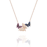925 Sterling Silver Triple Color Butterfly Necklace