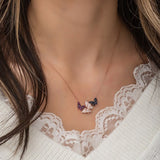 925 Sterling Silver Triple Color Butterfly Necklace