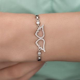 925 Sterling Silver Zircon Stone Angel Wing Bracelet
